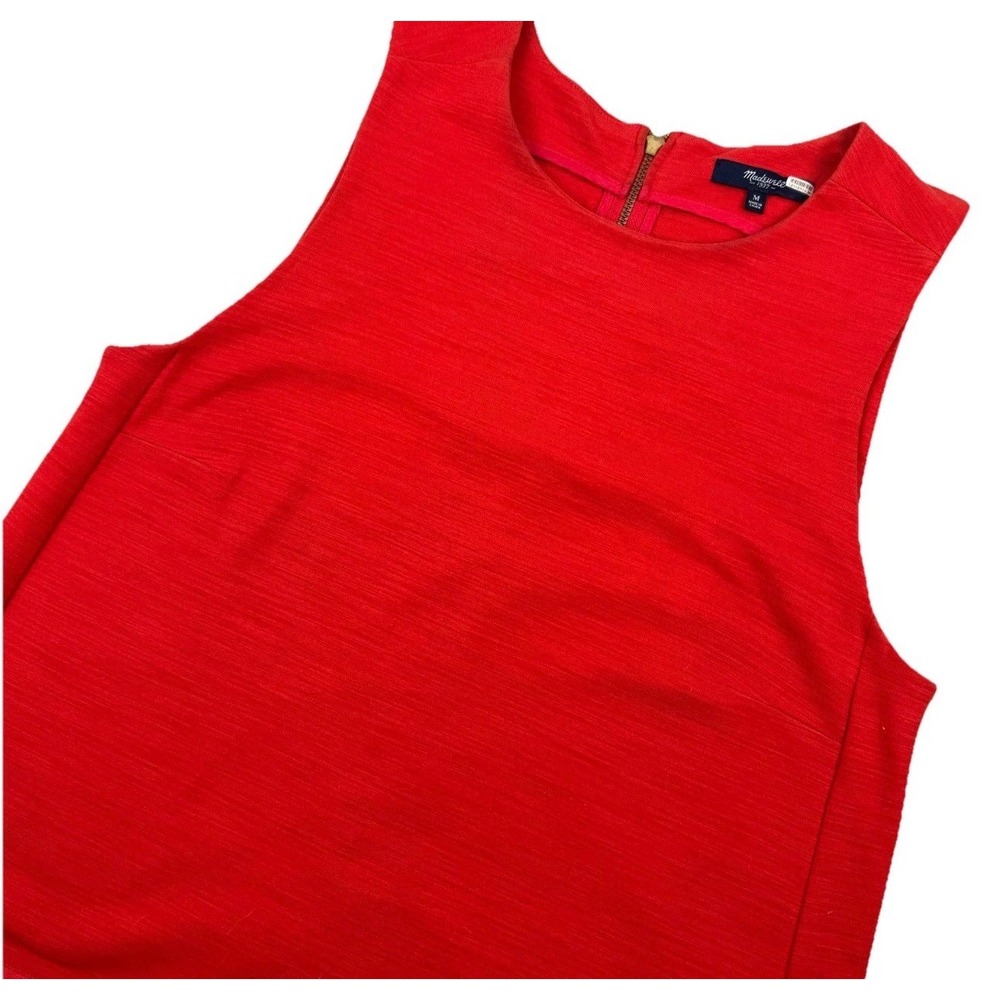 Madewell Shift Dress Women M Red Persimmon Sleeveless Zipper Pockets A3810